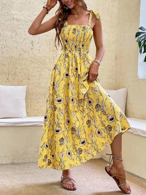 Sexy Slim Dress Sleeveless Sling Print Temperament Women's Long Dress - Day Dress