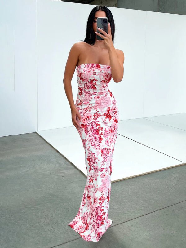 Sexy tube top long dress slit cocktail dress backless long dress - Formal Dress