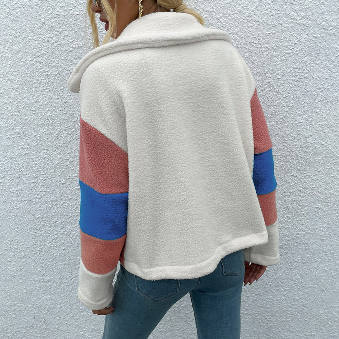 Shiny Color Block Button Down Collared Jacket - Outerwear