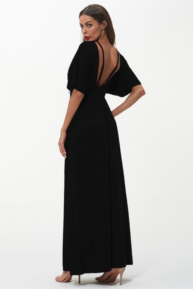 Shiny Strappy Neck Maxi Dress - Formal Dress