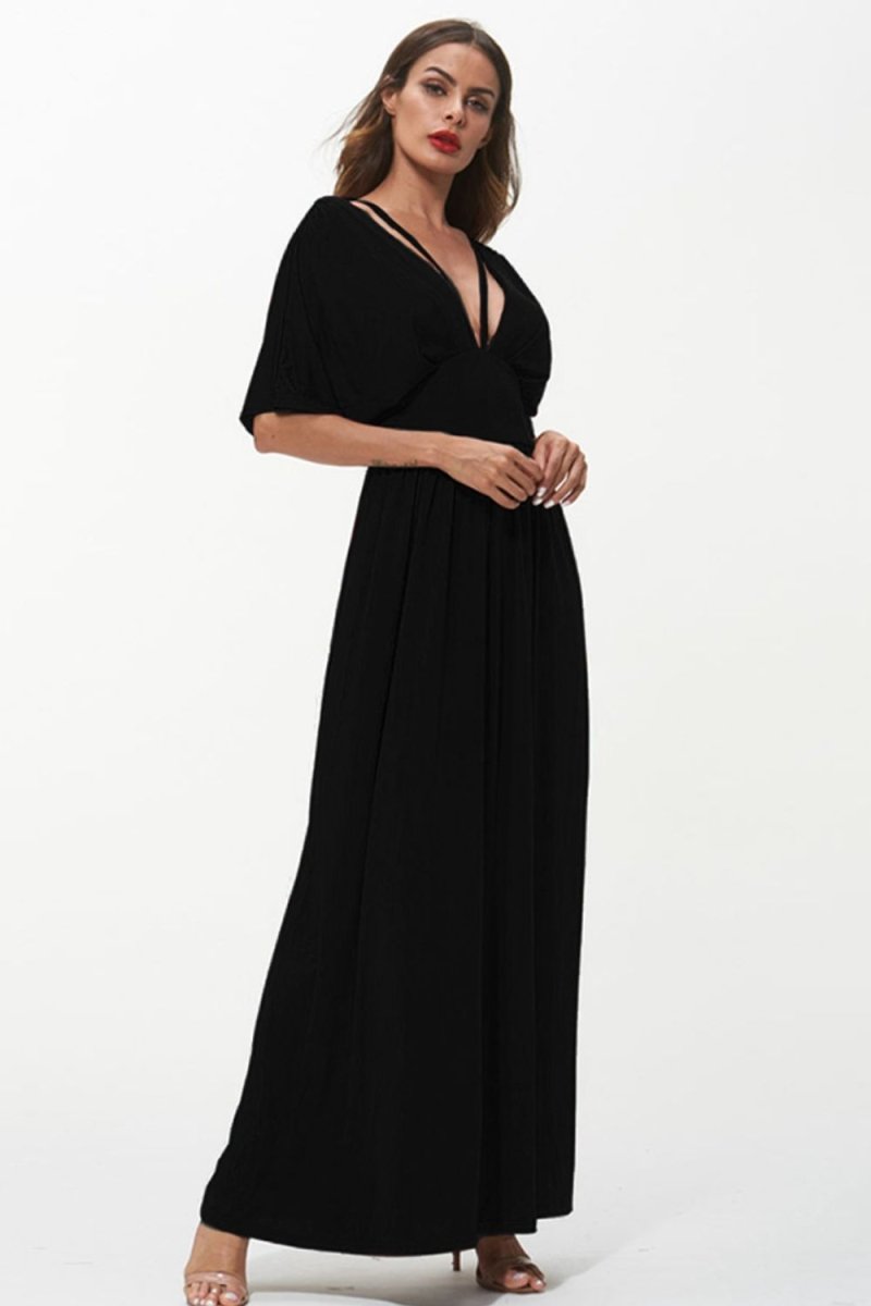 Shiny Strappy Neck Maxi Dress - Formal Dress