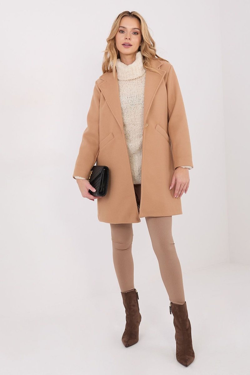 Short Transitional Coat with Lapels - 