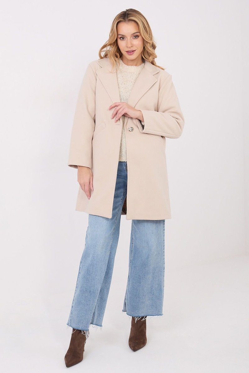Short Transitional Coat with Lapels - 