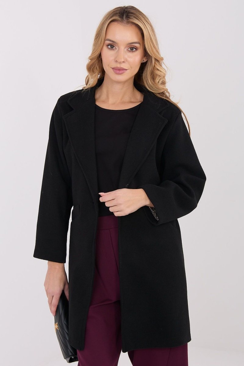Short Transitional Coat with Lapels - 