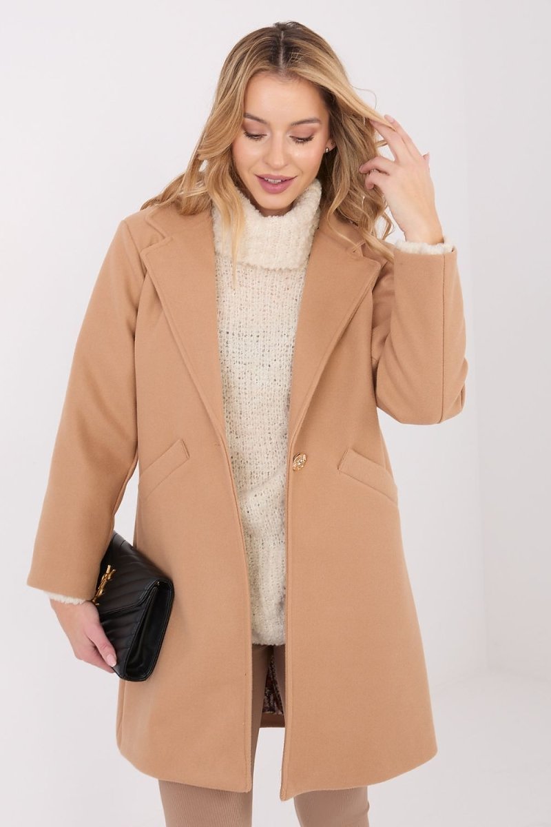 Short Transitional Coat with Lapels - 
