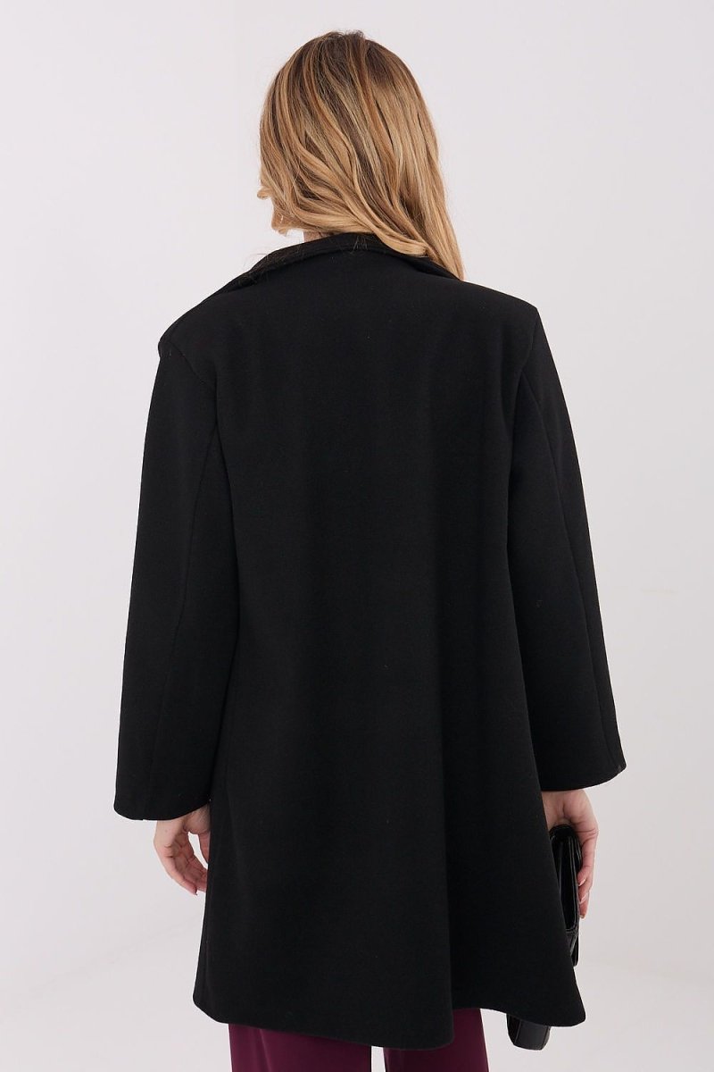 Short Transitional Coat with Lapels - 