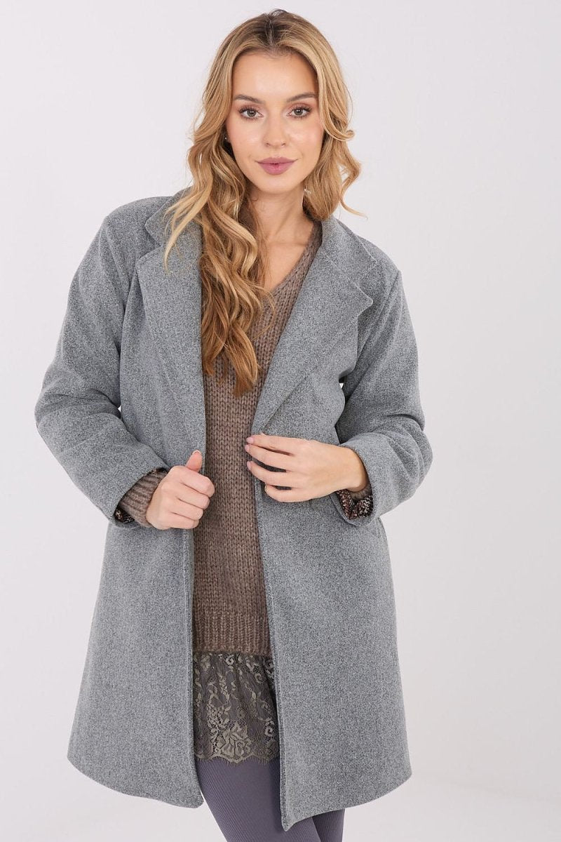 Short Transitional Coat with Lapels - 