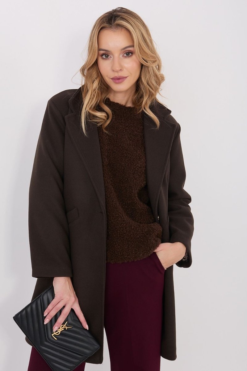 Short Transitional Coat with Lapels - 