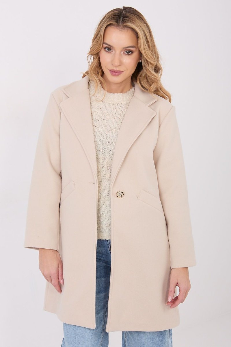 Short Transitional Coat with Lapels - 