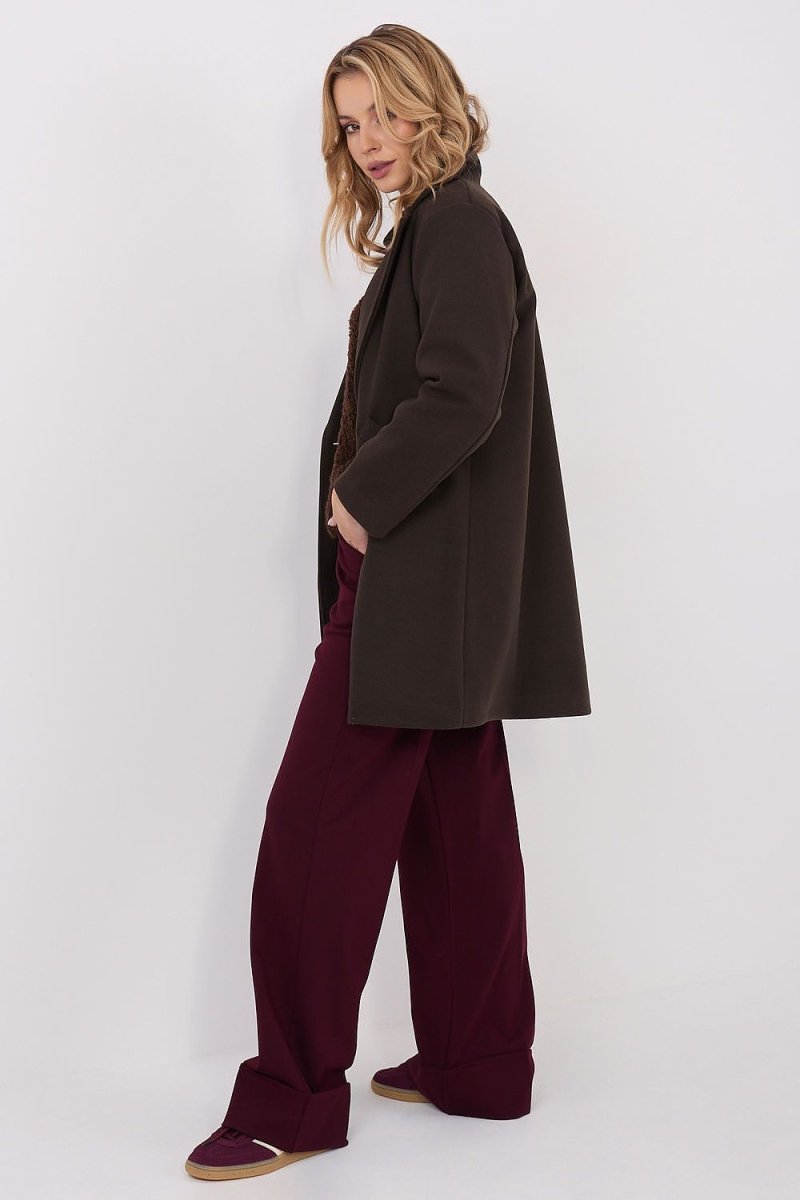 Short Transitional Coat with Lapels - 