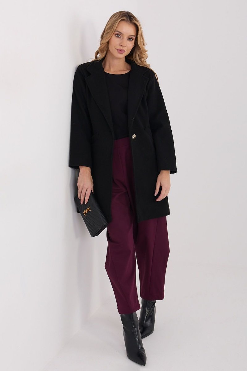 Short Transitional Coat with Lapels - 
