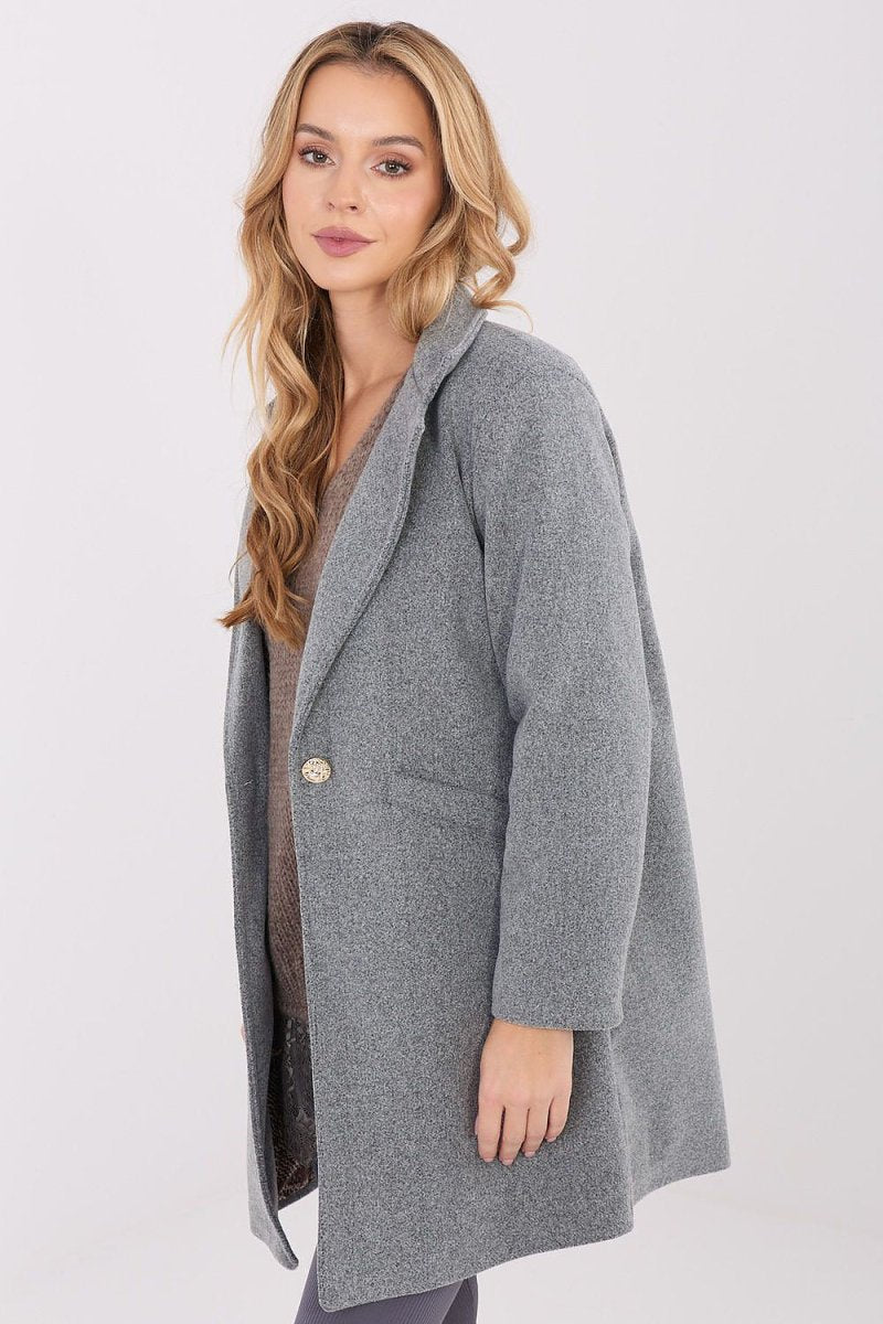 Short Transitional Coat with Lapels - 
