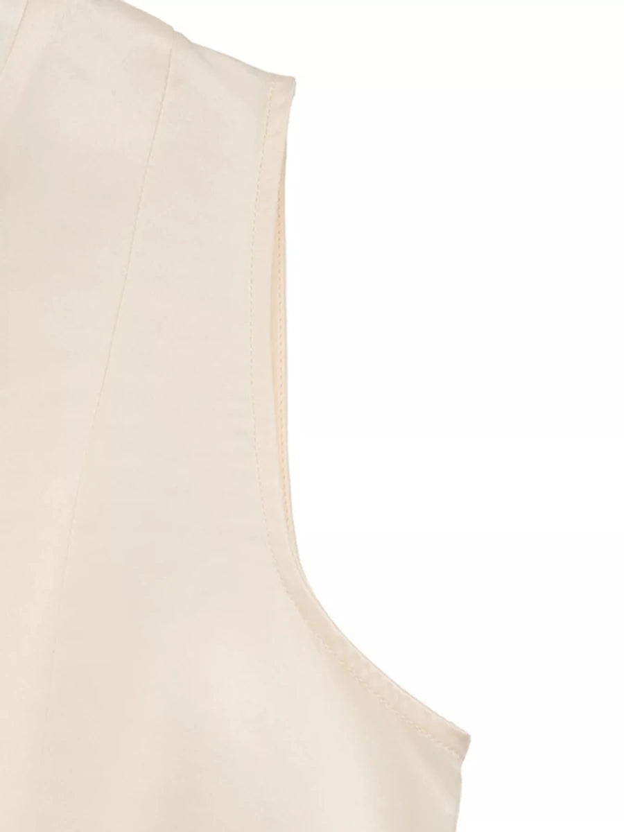 Sleeveless A - Line Midi Dress with Pockets - 