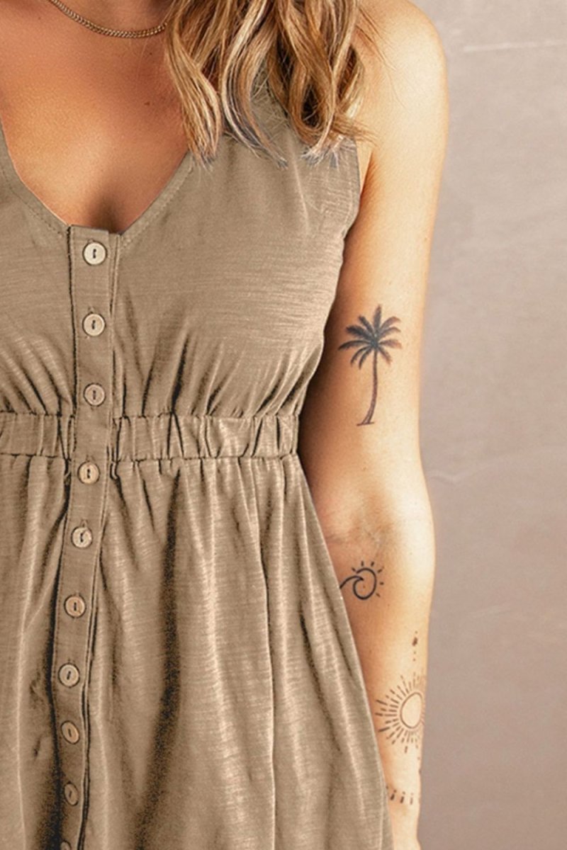 Sleeveless Button Down Mini Magic Dress - Casual Dress