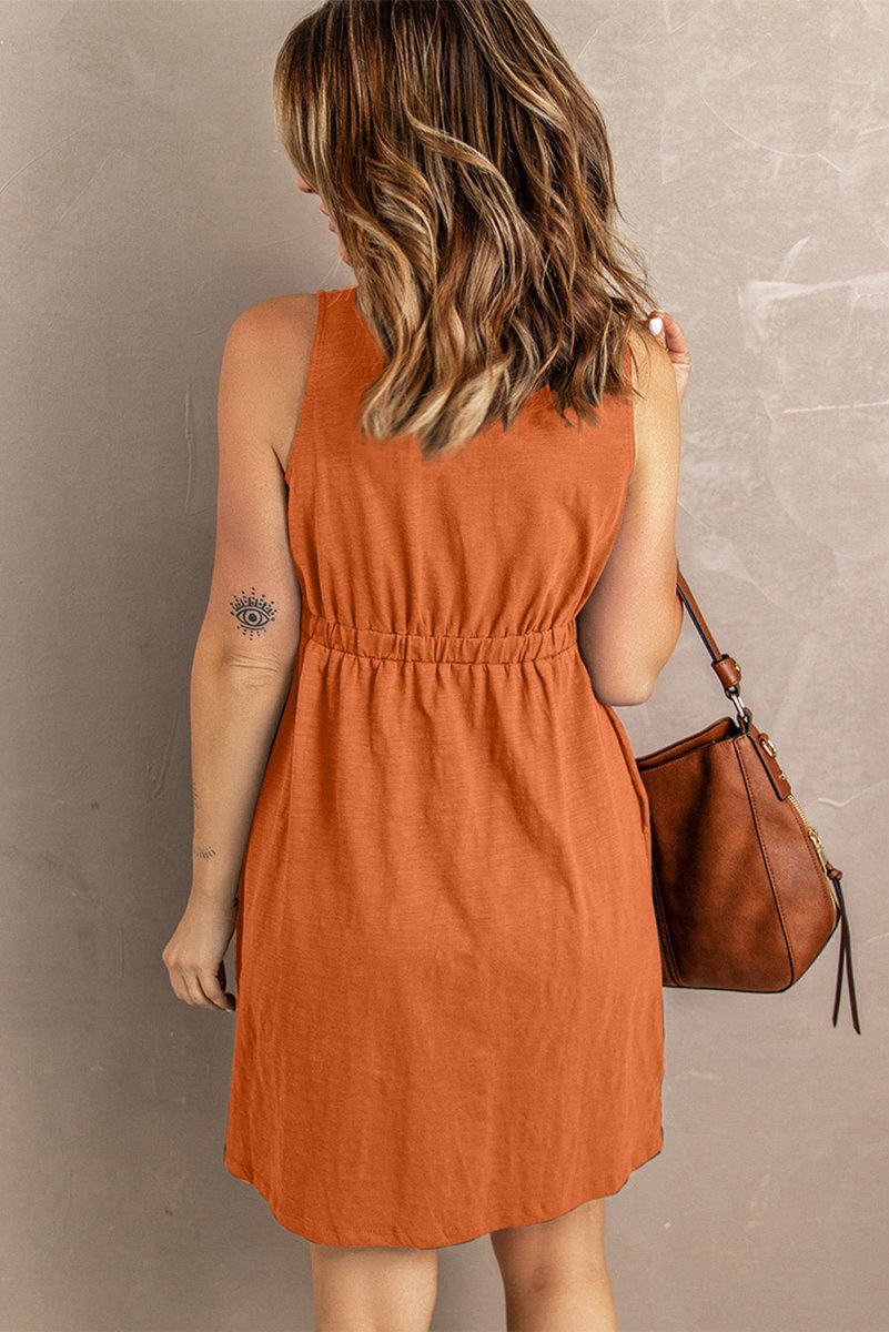 Sleeveless Button Down Mini Magic Dress - Casual Dress