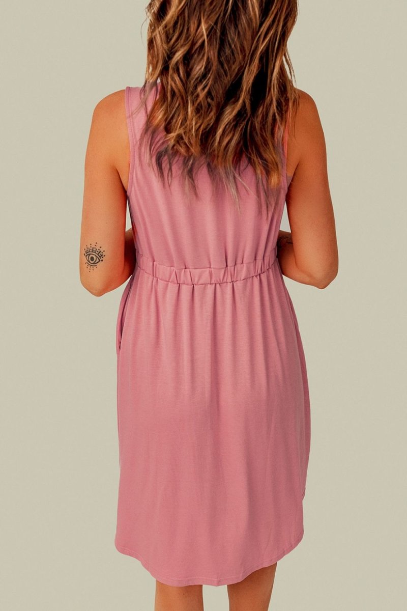 Sleeveless Button Down Mini Magic Dress - Casual Dress