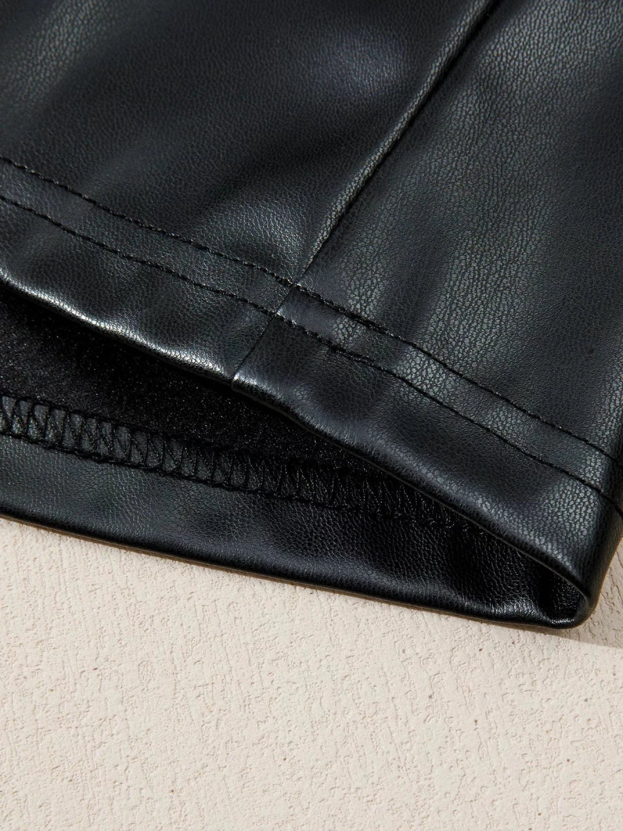 Sleeveless Faux Leather Mini Dress - 
