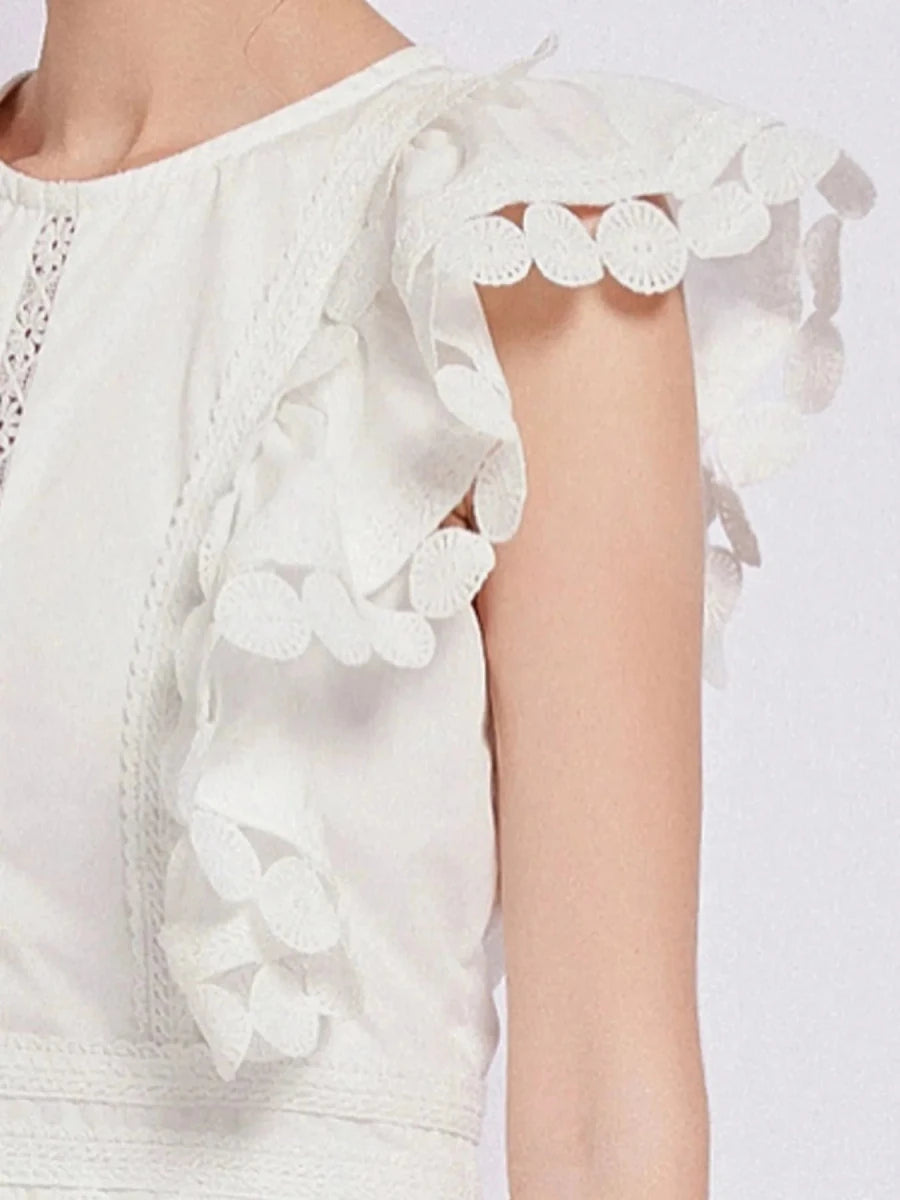 Sleeveless Ruffled Tiered Dress with Trim - 