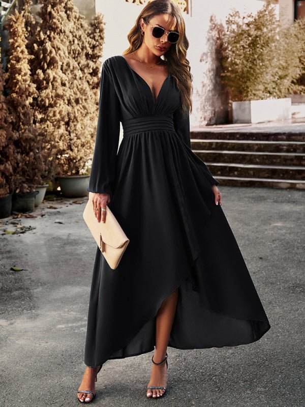Slim waist V - neck sexy dress with big swing - Formal Dress