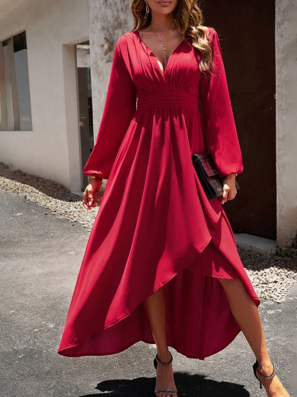 Slim waist V - neck sexy dress with big swing - Formal Dress