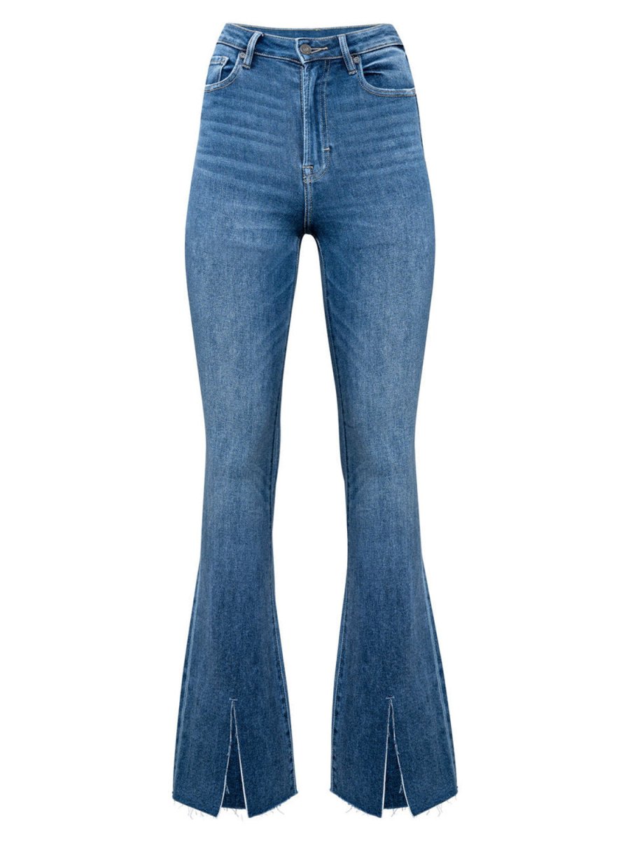 Slit Bootcut Jeans with Pockets - Bottoms