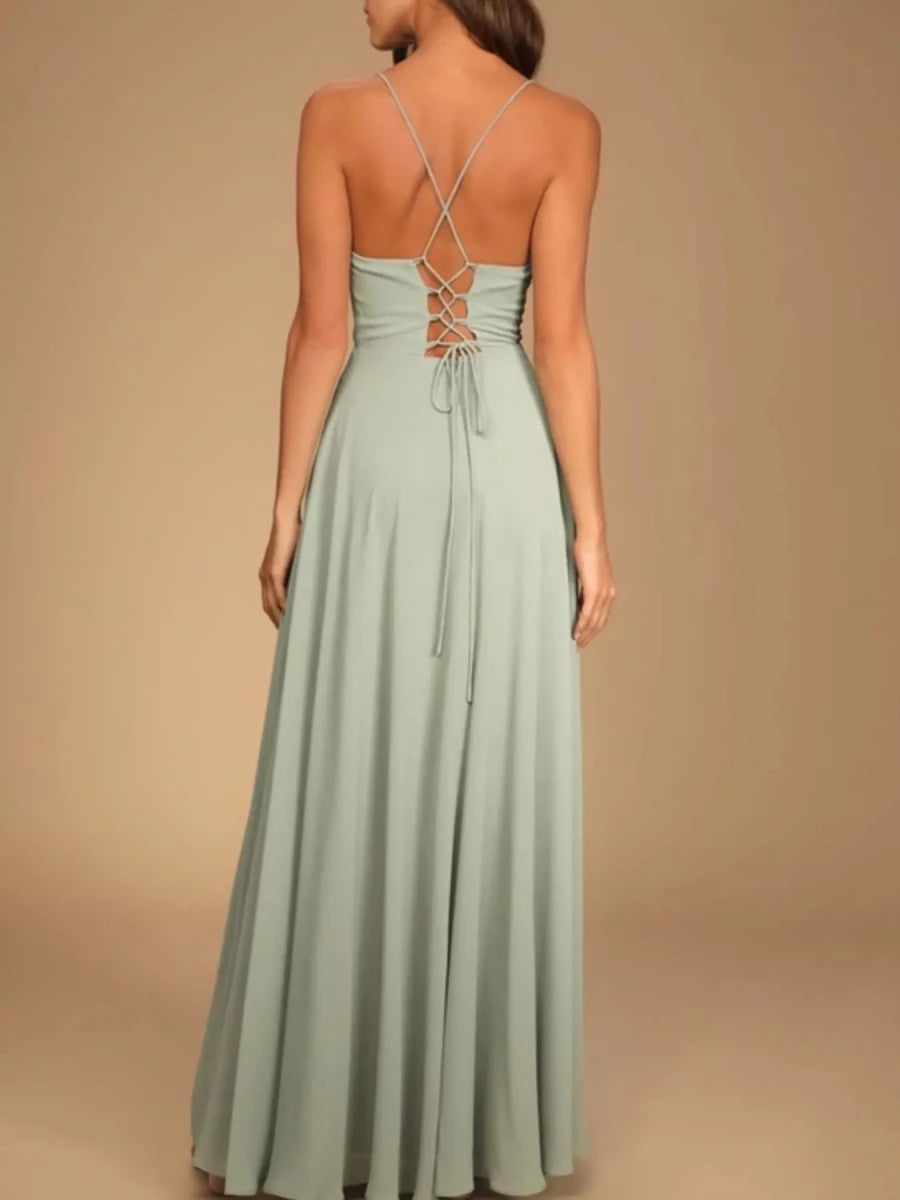 Slit Cowl Neck Maxi Dress - 