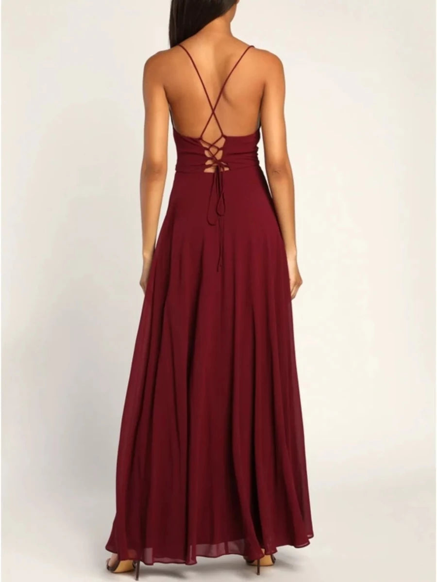 Slit Cowl Neck Maxi Dress - 