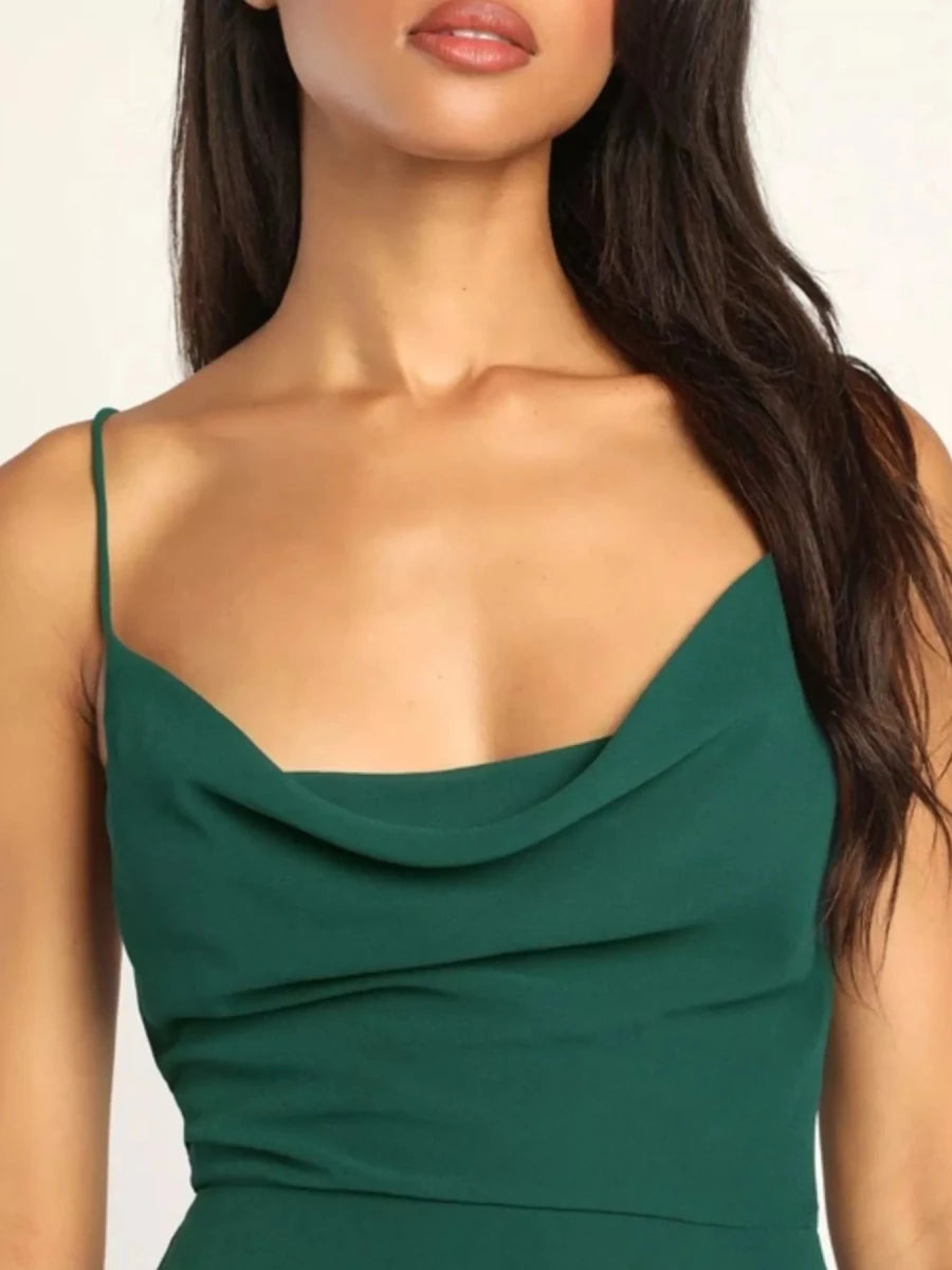 Slit Cowl Neck Maxi Dress - 