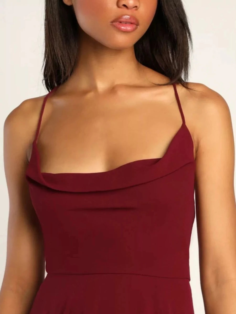 Slit Cowl Neck Maxi Dress - 