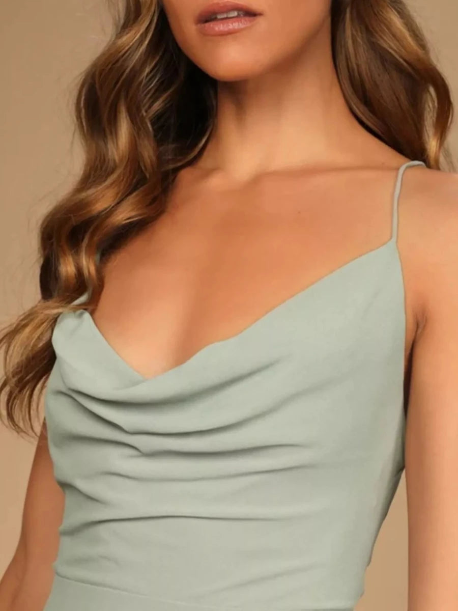 Slit Cowl Neck Maxi Dress - 