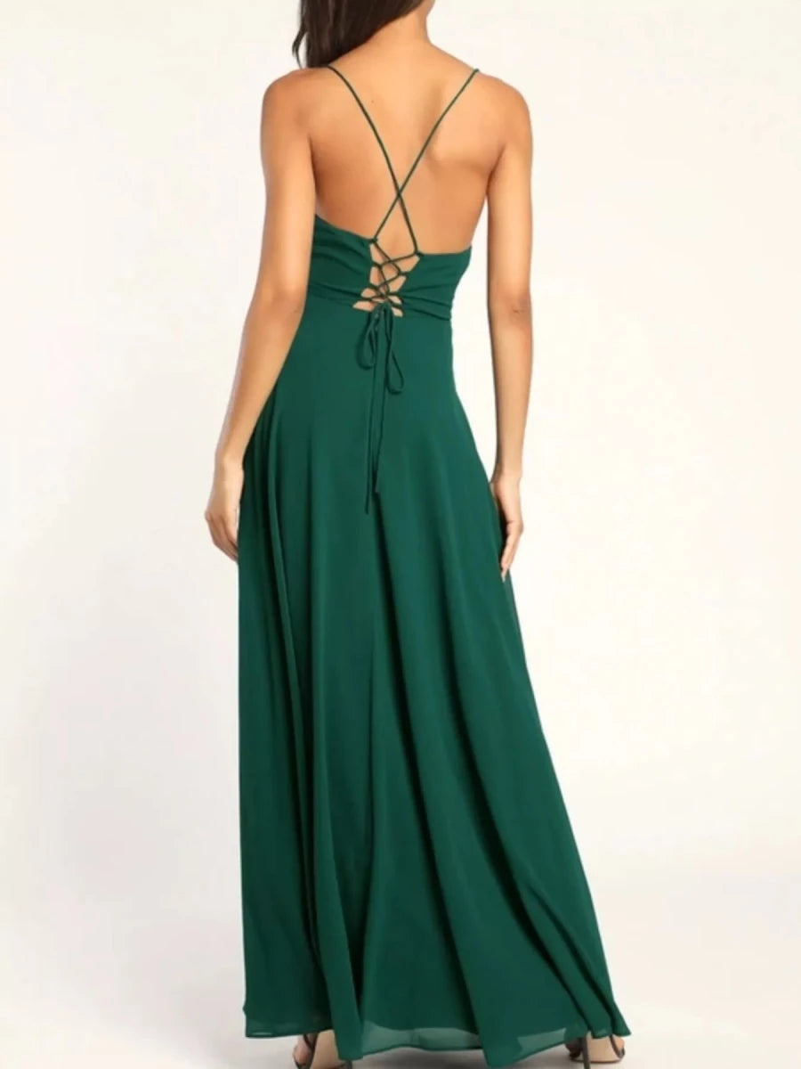 Slit Cowl Neck Maxi Dress - 