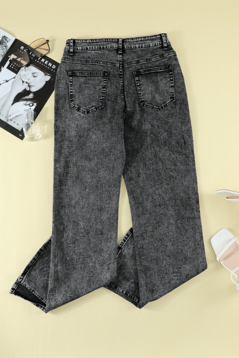 Slit Flare Jeans - Bottoms