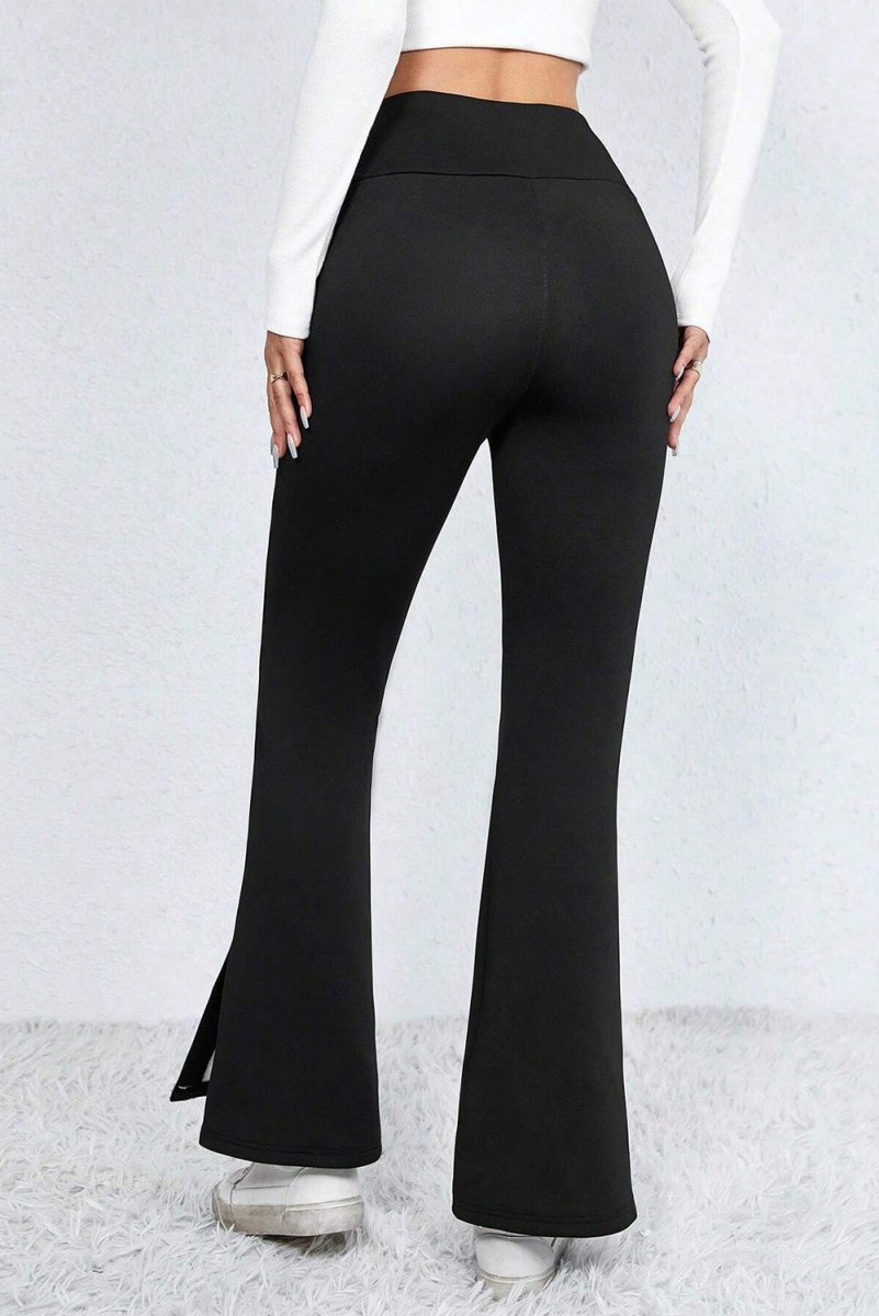Slit High Waist Bootcut Pants - Bottoms
