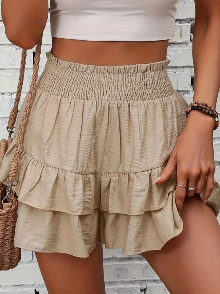 Smocked Layered Shorts - Bottoms