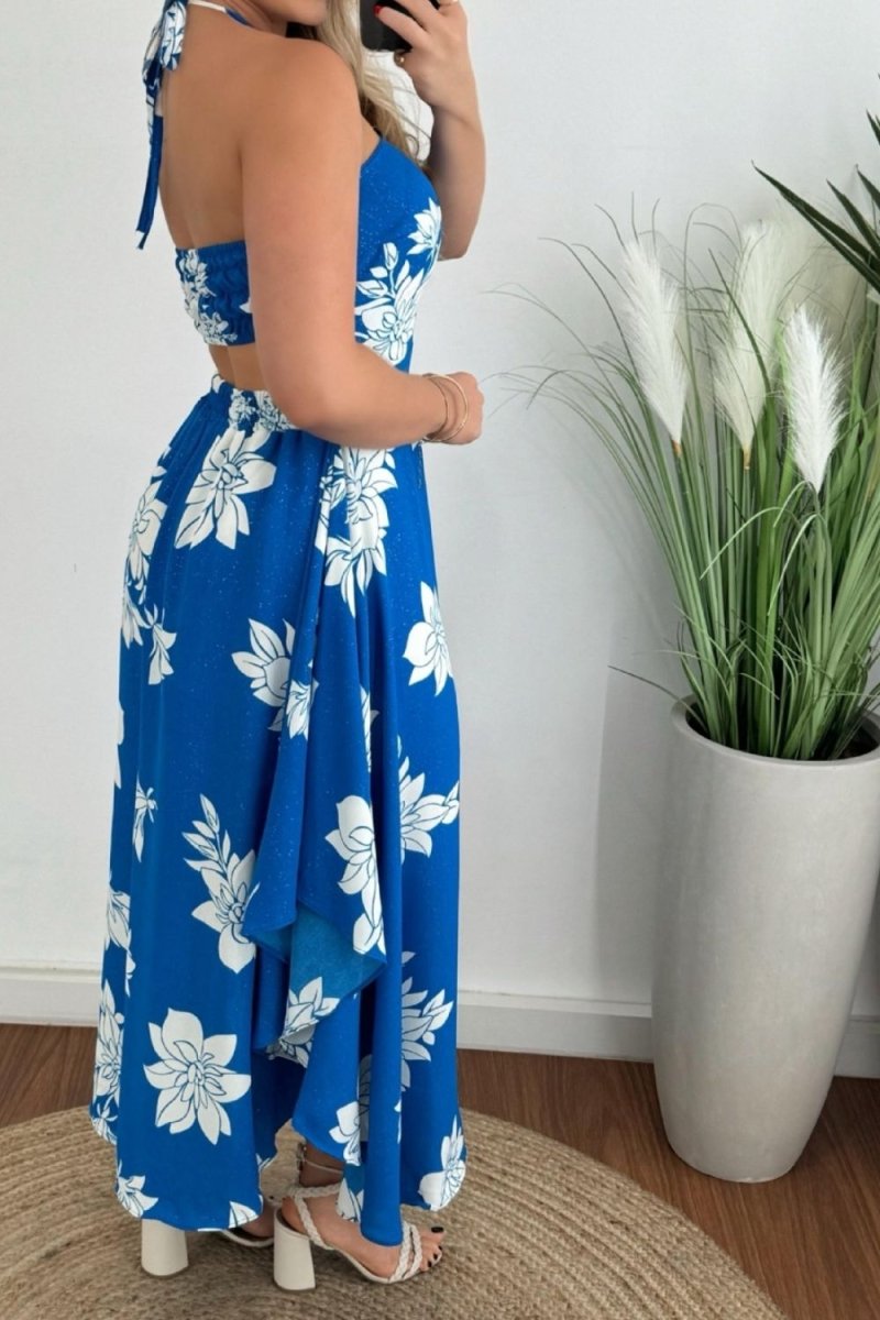 Smocked Printed Halter Neck Dress - New Arrivals