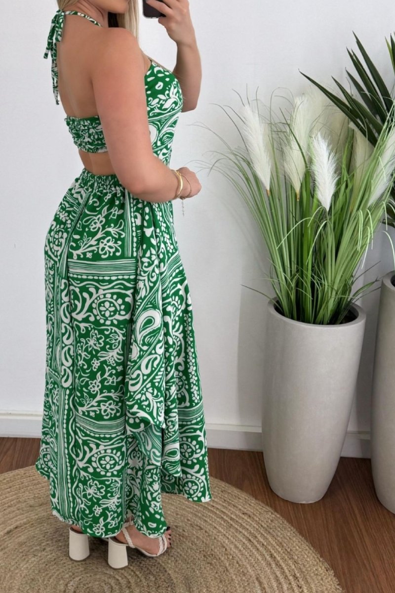 Smocked Printed Halter Neck Dress - New Arrivals