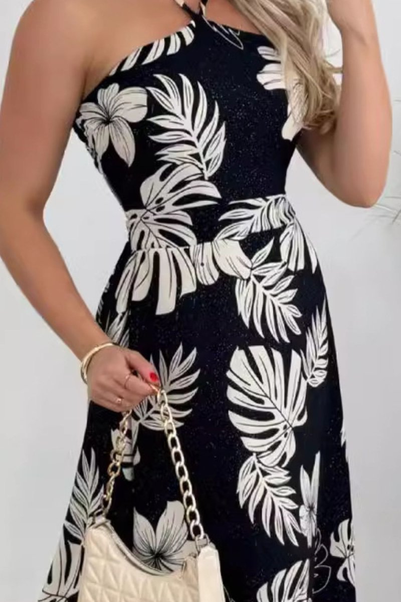 Smocked Printed Halter Neck Dress - New Arrivals