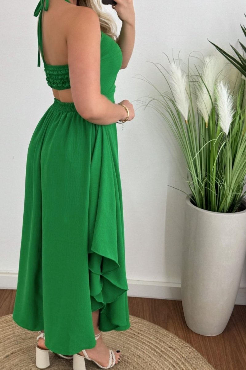 Smocked Printed Halter Neck Dress - New Arrivals