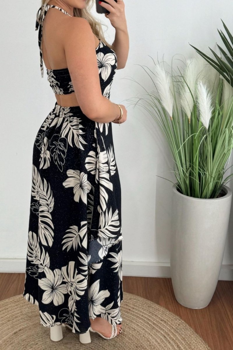 Smocked Printed Halter Neck Dress - New Arrivals