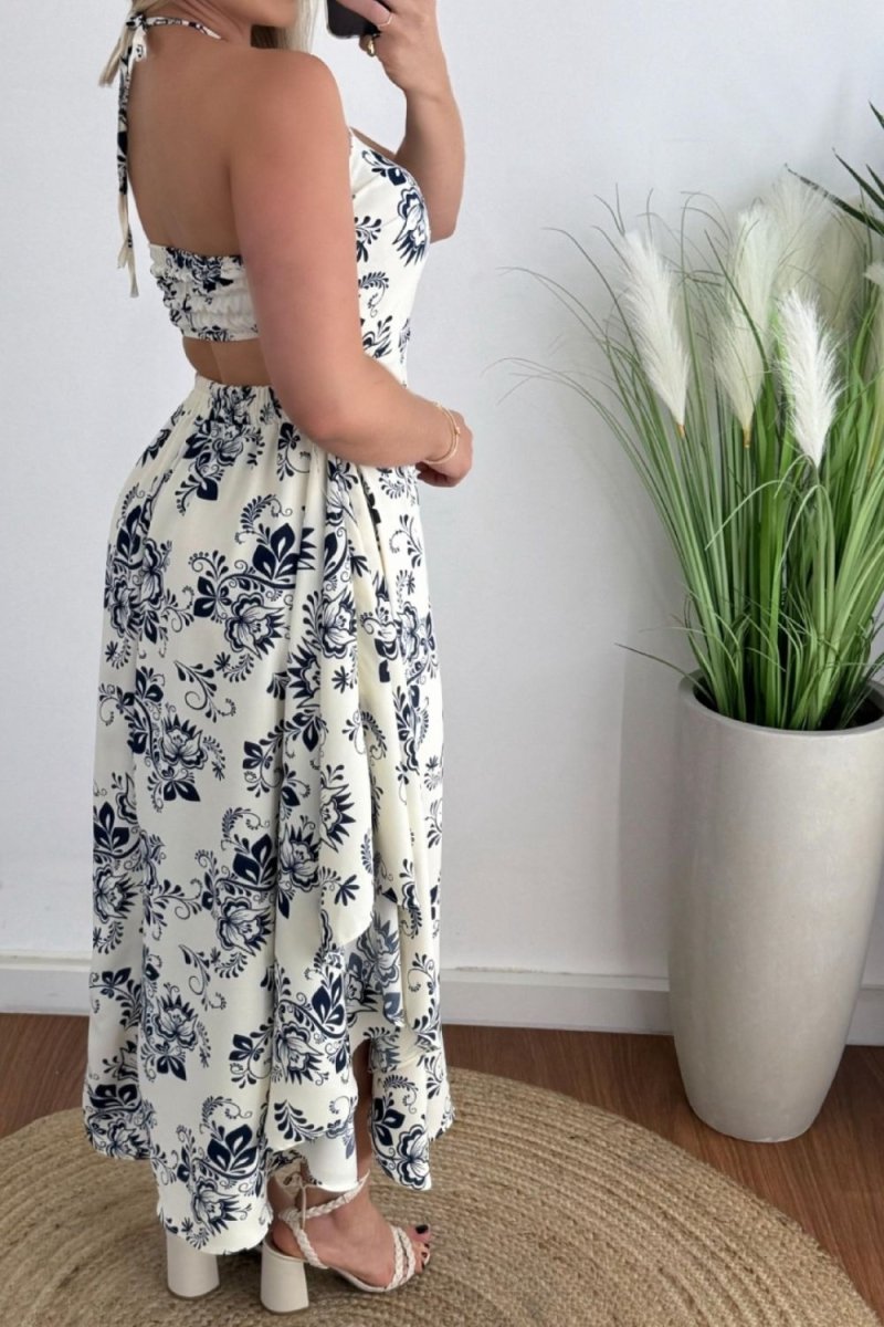 Smocked Printed Halter Neck Dress - New Arrivals