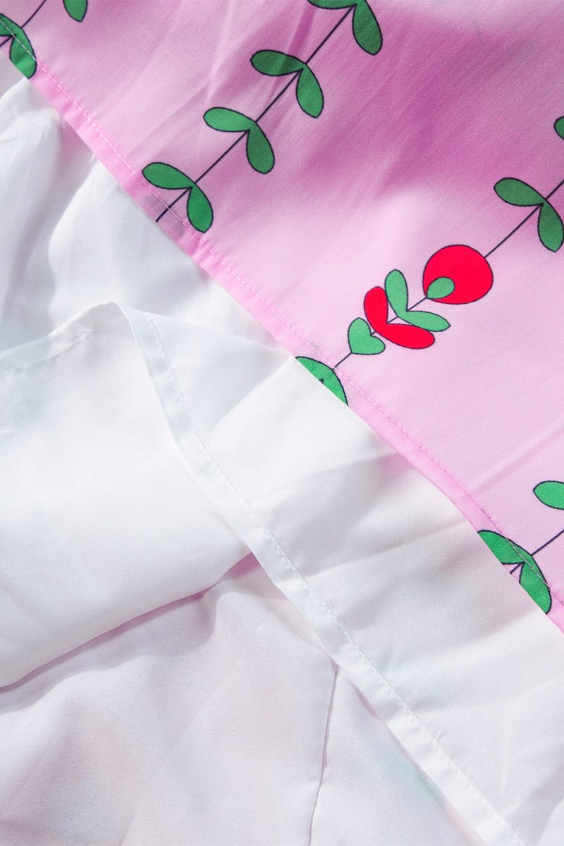Smocked Printed High Waist Skirt - Bottoms