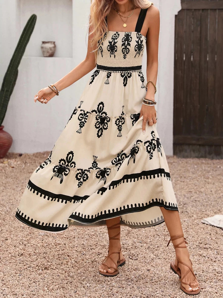 Smocked Tiered Maxi Dress - 
