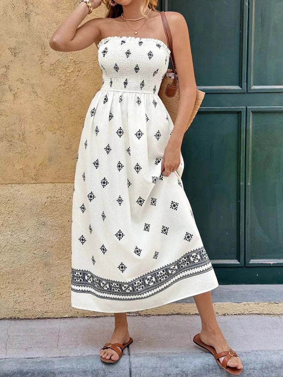 Smocked Tube Midi Dress - 