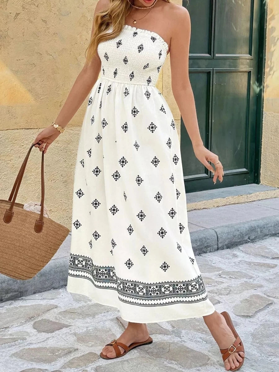 Smocked Tube Midi Dress - 