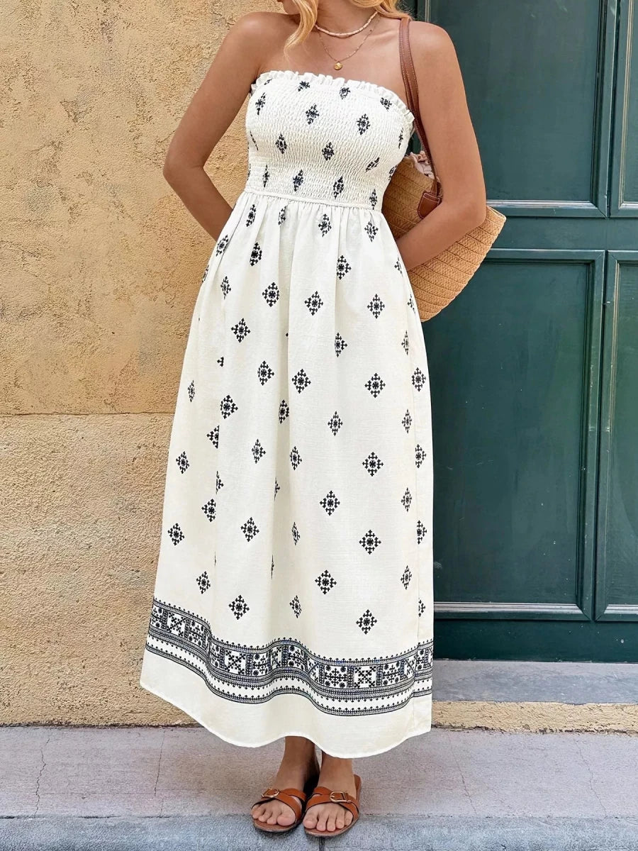 Smocked Tube Midi Dress - 