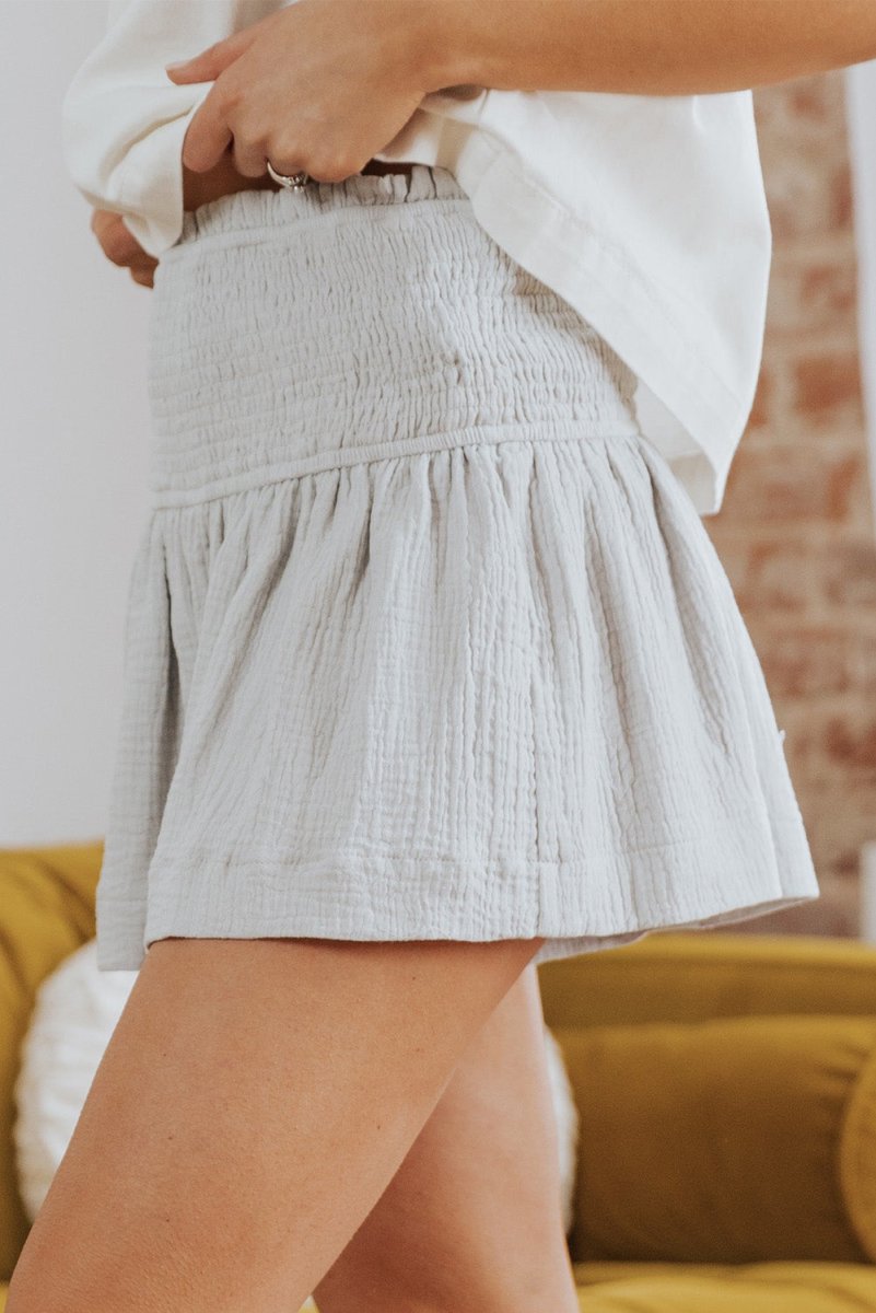 Smocked Wide Waistband Shorts - Bottoms