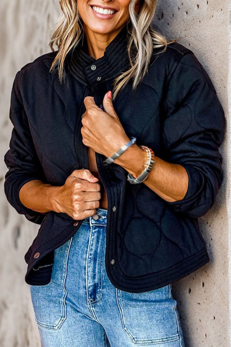 Snap Down Baseball Collar Jacket - Outerwear