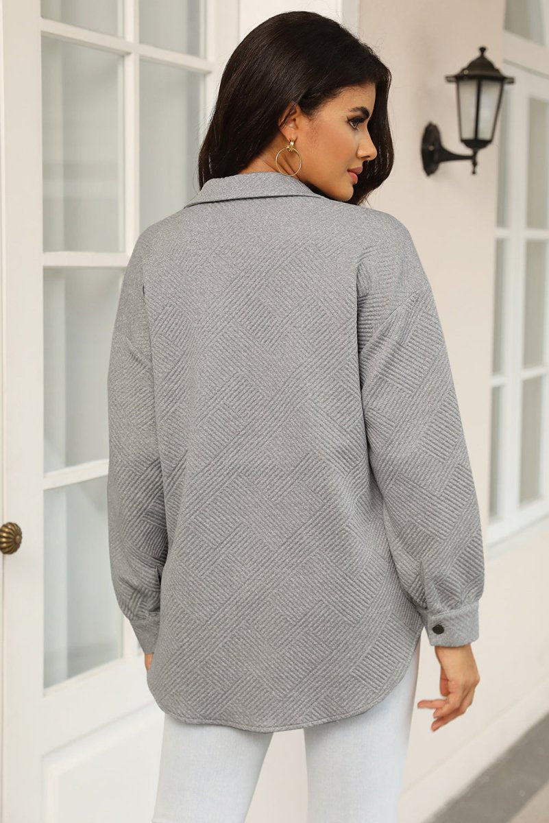 Snap Down Collared Jacket - Outerwear