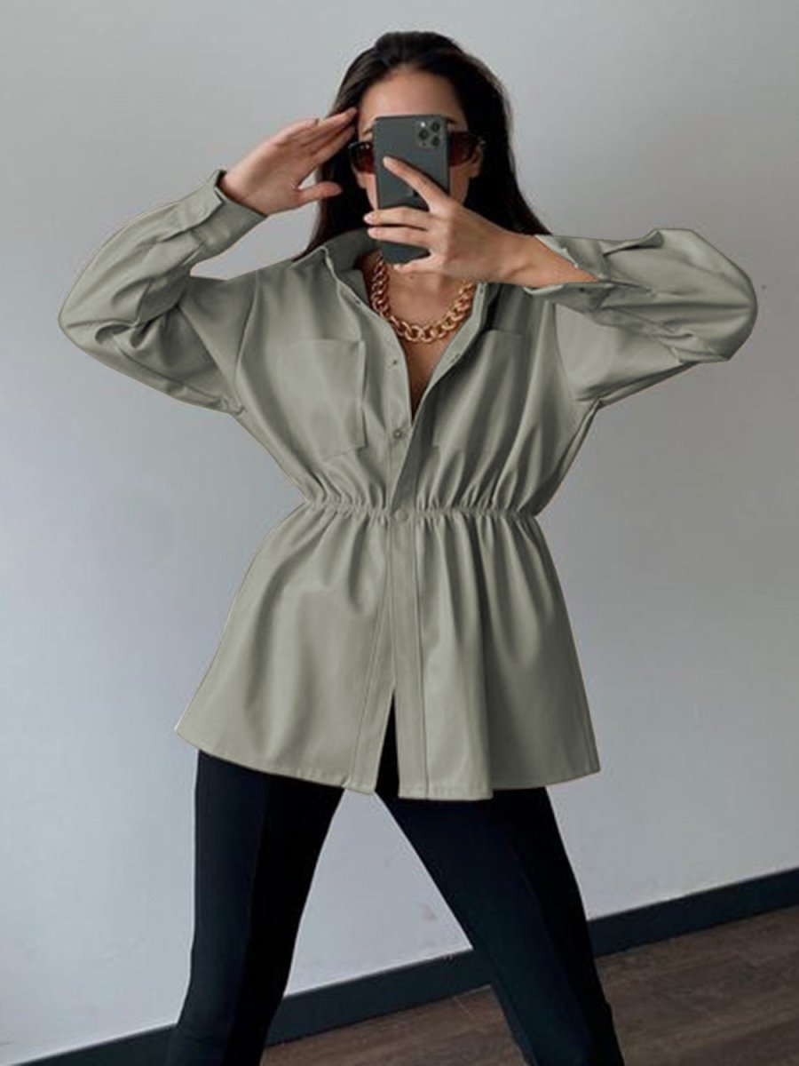 Snap Down Collared Jacket - Outerwear