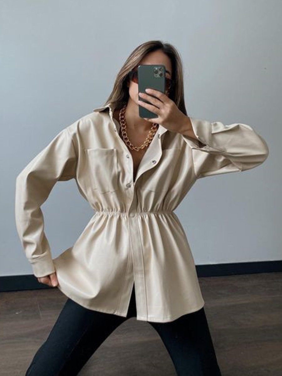 Snap Down Collared Jacket - Outerwear